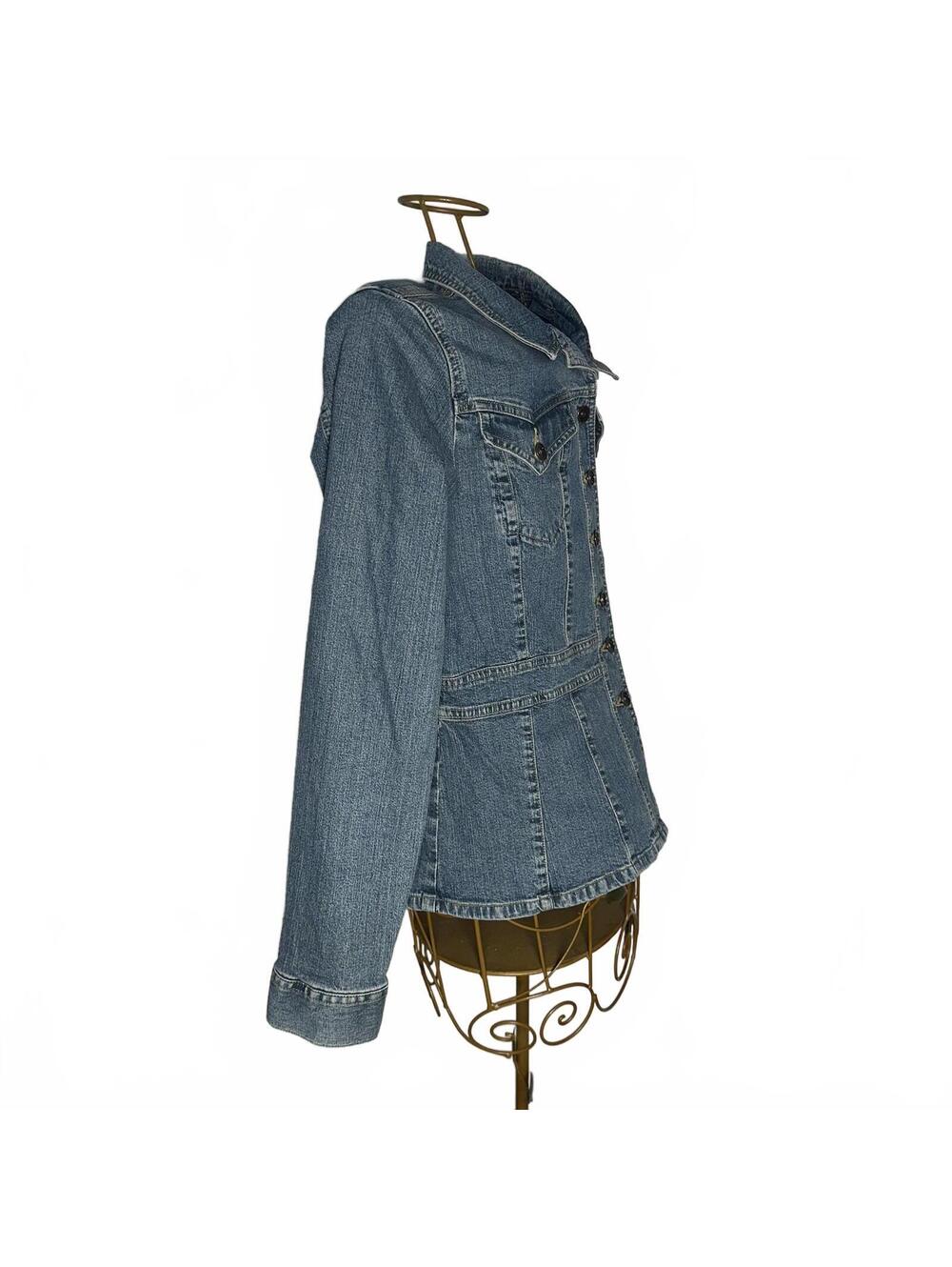Axcess Vintage Y2K Denim Jacket Hand Painted Peace Sign Bee Boho Hippie - Picture 7 of 9